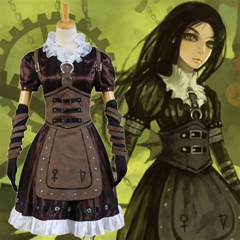 Alice madness returns costumes - Alice: Madness Returns Alice Steamdress Cosplay Costumes mp000200 The steamdress was the first domain dress appeared in the game after finish chapter one you can use this dress. With a dark grey cloth frock that has fancy frill-like short arms, Alice’s punk character utilizes the rare contrast with dark brown to give a tough appearance.